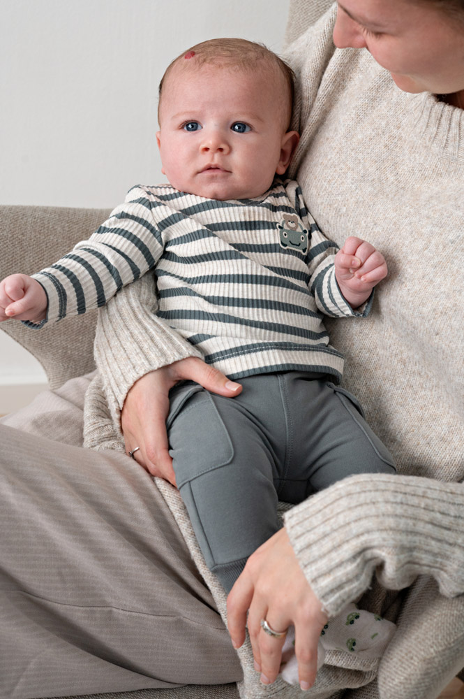 Feetje Longsleeve rib met streep - Zeegroen