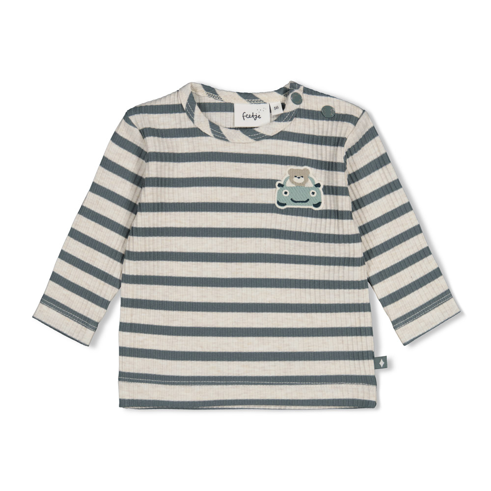 Feetje Longsleeve rib met streep - Zeegroen