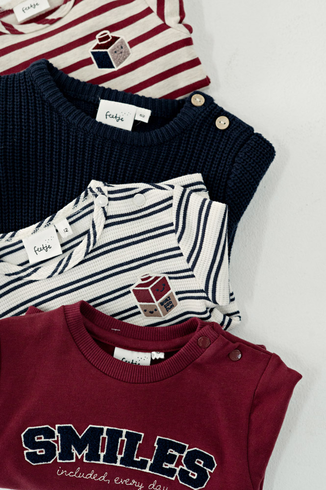 Feetje Longsleeve streep wafelstructuur - Marine