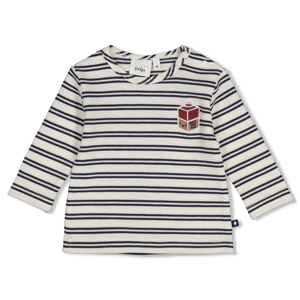 Feetje Longsleeve streep wafelstructuur - Marine