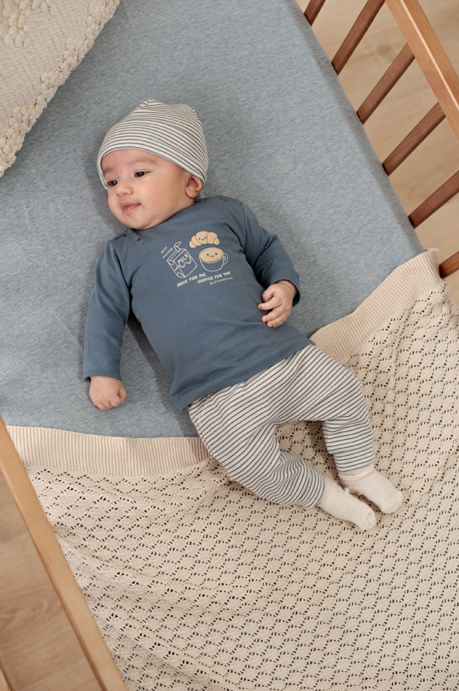 Feetje Mutsje rib met streep - Blauw
