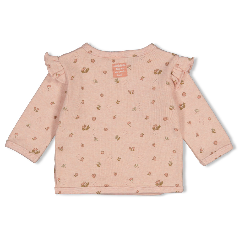 Feetje Overslagshirt pointelle rib AOP - Roze melange