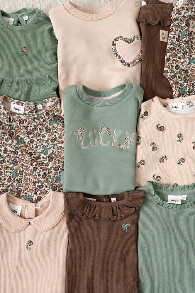 Feetje Sweater velours rib met borduursels - Offwhite