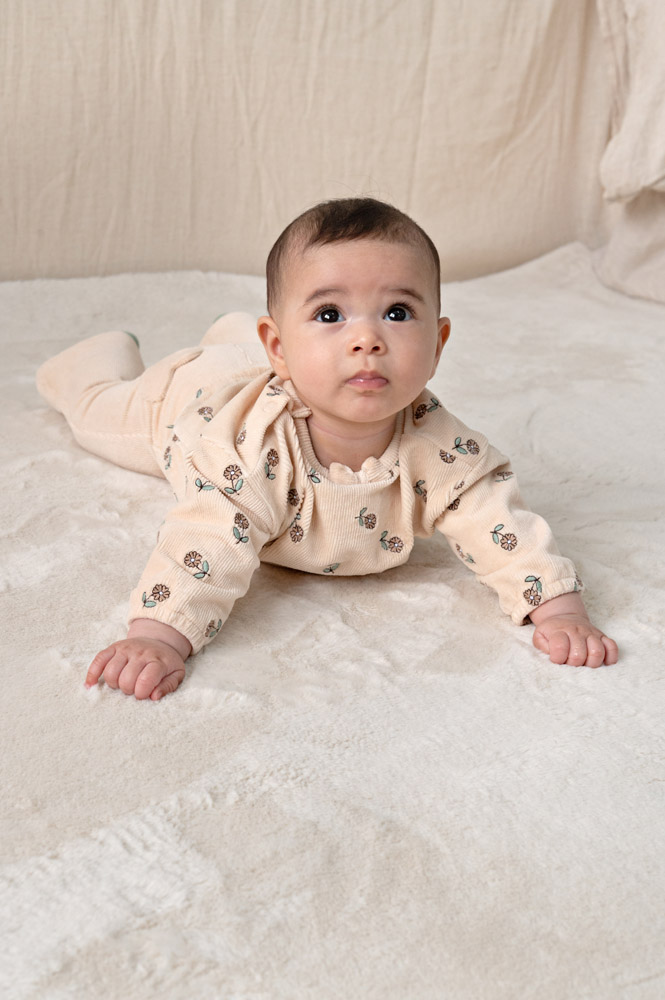 Feetje Sweater velours rib met borduursels - Offwhite