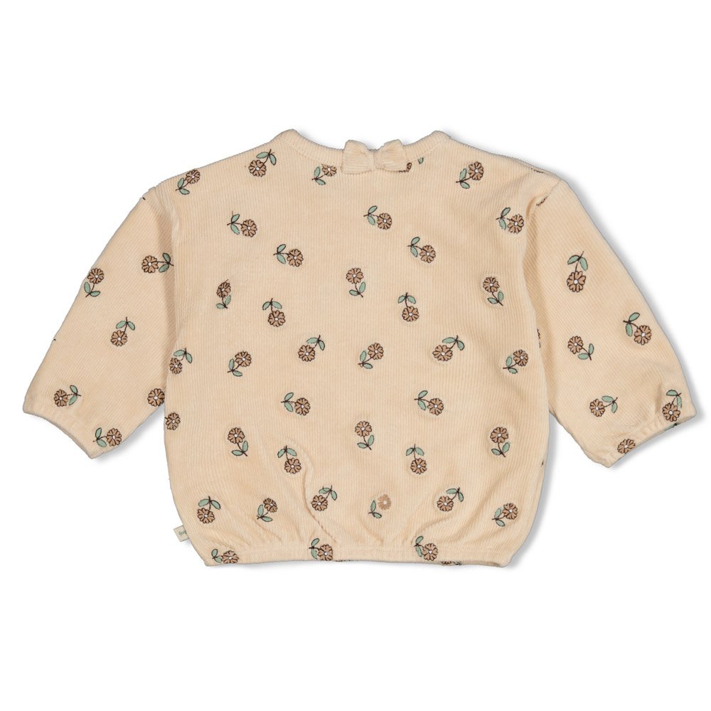 Feetje Sweater velours rib met borduursels - Offwhite