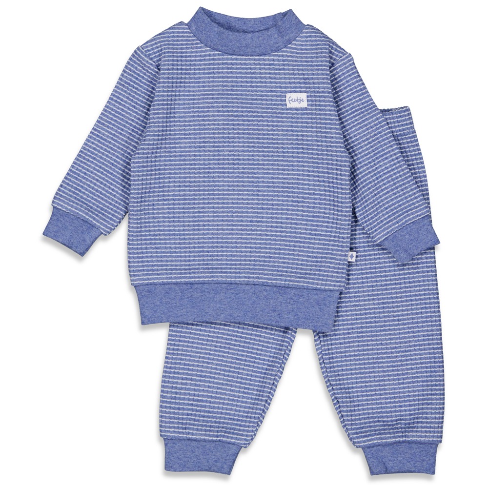 Feetje wafel pyjama - Blue Melange