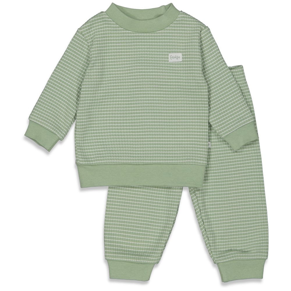 Feetje wafel pyjama - Green Melange