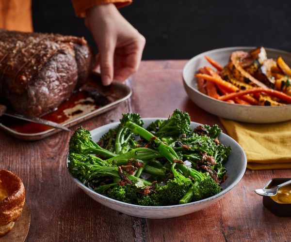 Pan Fried Tenderstem® broccoli with butter, porcini mushroom, black garlic and parsley