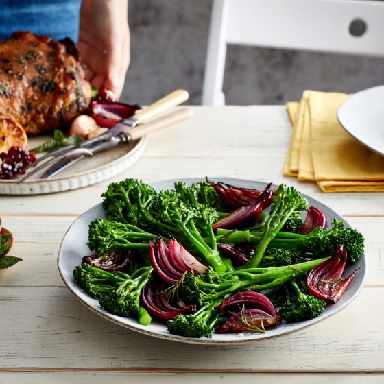 Roasted Tenderstem® broccoli with rosemary and balsamic red onions