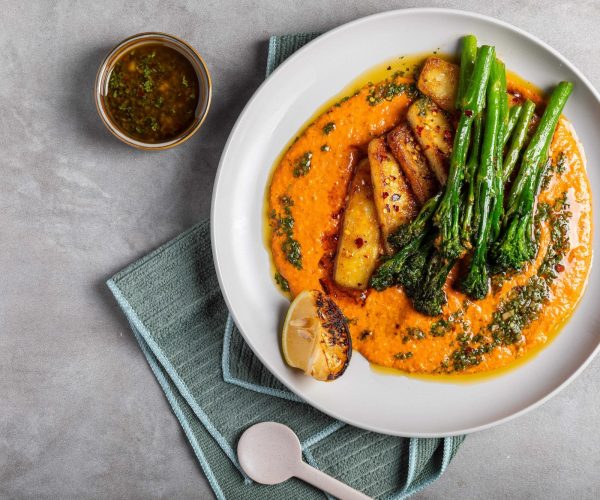 Tenderstem®, Grilled Halloumi, and Romesco