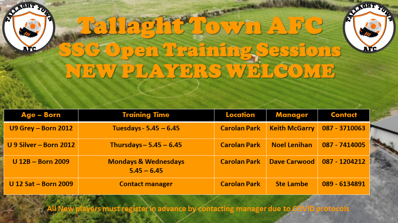 Tallaght Town AFC New Players U9 to U12