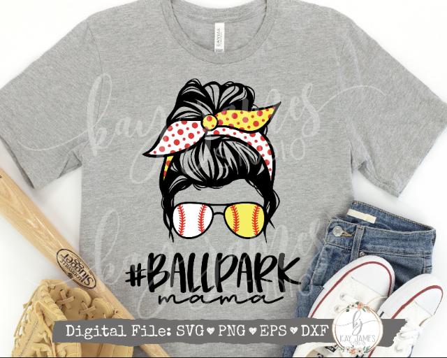 Free Softball Messy Bun Mom Svg SVG PNG EPS DXF File