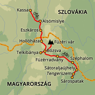 Sárospatak-Kassa kerékpártúra Szlovákia, Magyarország #mapImageWidget