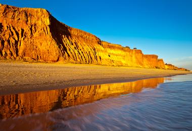 View of the golden sands of Falesia Beach in the Algarve