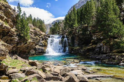 Waterfall in the Ordesa Valley, in the Spanish Pyrenees