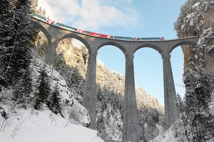 a train on a bridge