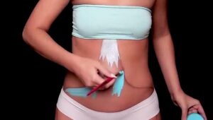 Artist-turns-herself-into-a-human-fork-with-bodypaint-illusion