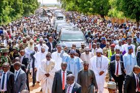 Buhari-demonstrates-fitness-by-trekking-800-metres