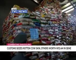 Customs-seizes-rotten-Cow-skin-Ponmo-others-worth-N112.4m-in-Seme