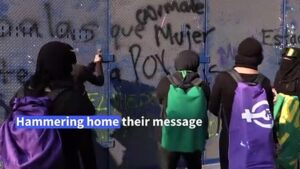 Demonstrators-protest-violence-against-women-in-Mexico