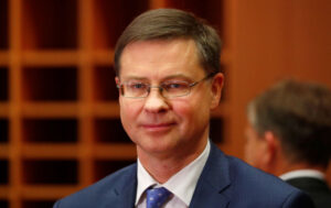 European Commissioner-designate for An Economy that Works for People Valdis Dombrovskis of Latvia attends his hearing before the European Parliament in Brussels