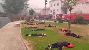 Firefighters-enjoy-a-rare-break-amidst-Portuguese-forest-fires