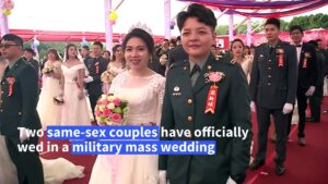 Gay-couples-tie-the-knot-for-first-time-at-Taiwan-military-wedding