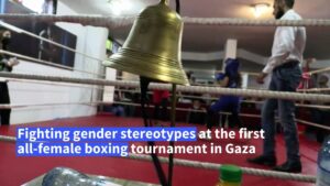 Girls-storm-the-boxing-ring-in-Gaza-gym