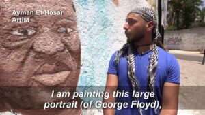 Palestinian-artist-draws-portrait-of-George-Floyd-in-Gaza-City