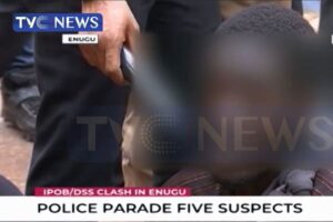 Police-parade-five-suspects-in-IPOB-DSS-clash-in-Enugu