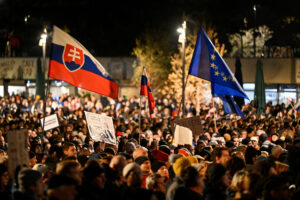 Protest against the government’s plan to scrap a special prosecutor’s office, in Bratislava