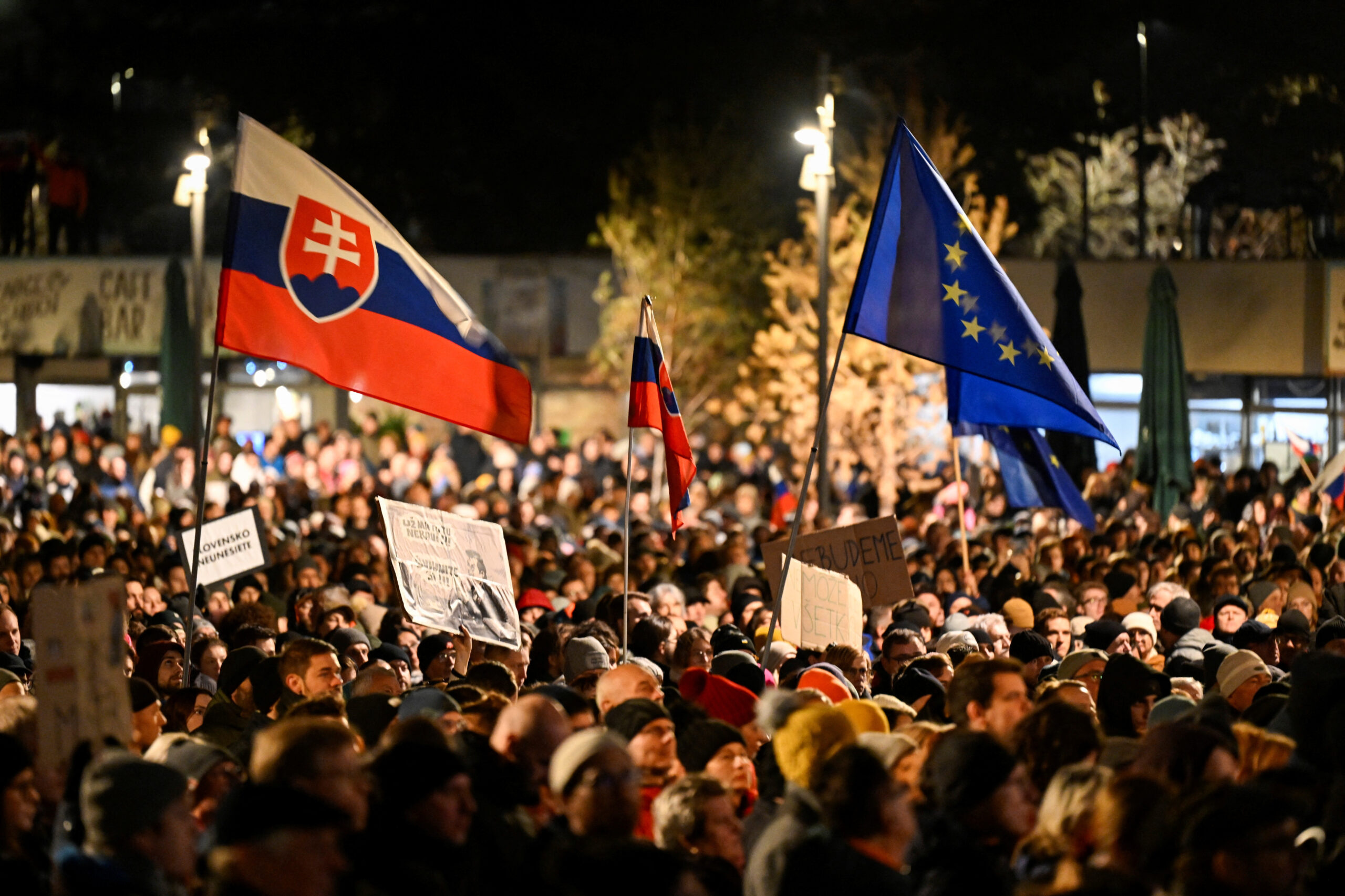 Protest against the government’s plan to scrap a special prosecutor’s office, in Bratislava
