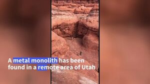 US-crew-finds-metal-monolith-in-remote-area-of-Utah