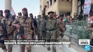 Sudan’s army chief lands in Khartoum’s airport after the military recaptures it from the RSF