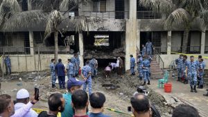 Bangladeshi military plane crashes into school