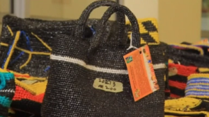 Nigerian women crochet bags from plastic waste