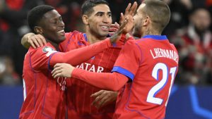 PSG score seven in Leverkusen and take Champions League first place