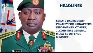 Senate backs death penalty for kidnappers, informants, others and more stories