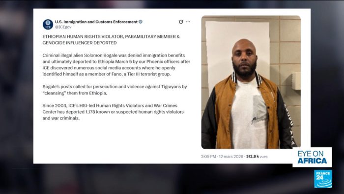 Ethiopian national linked to armed militia Fano deported by ICE