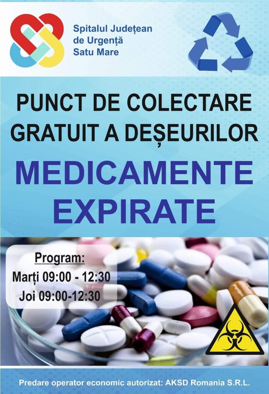 Punct de colectare gratuită a deșeurilor - Medicamente expirate - Spitalul Județean de Urgență Satu Mare