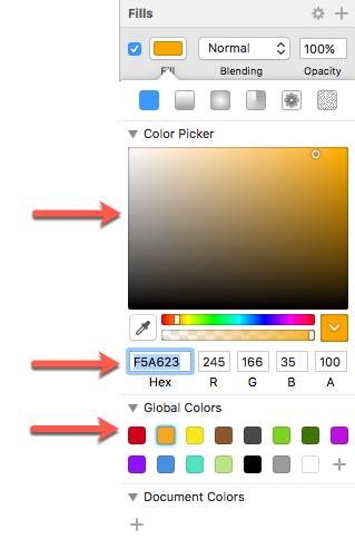 Options for choosing color