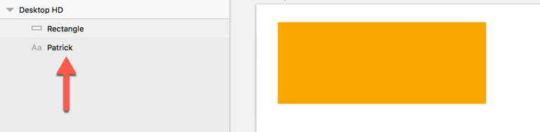 'Orange rectangle' layer on top in the Layer list