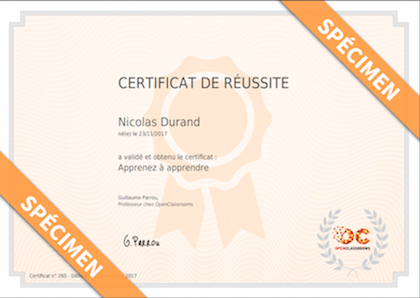 Exemple de certificat de réussite à valoriser auprès de votre réseau