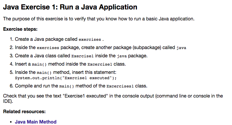 Example exercises