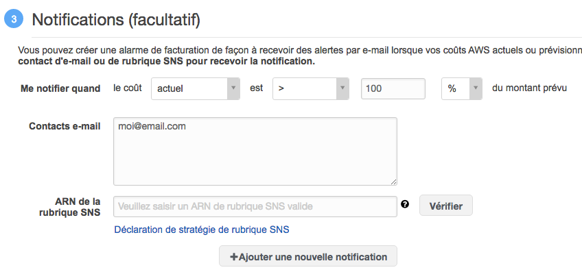 Notification en cas de dépassement du budget