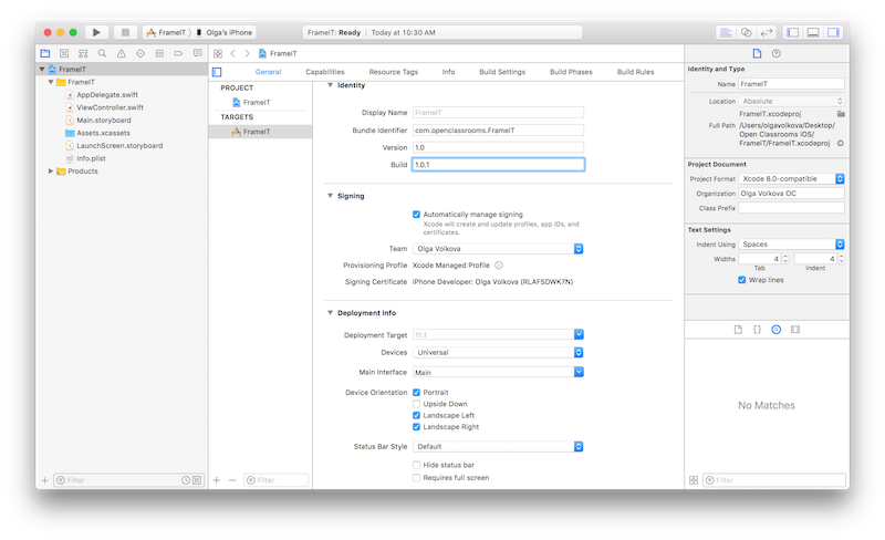 App configuration screen