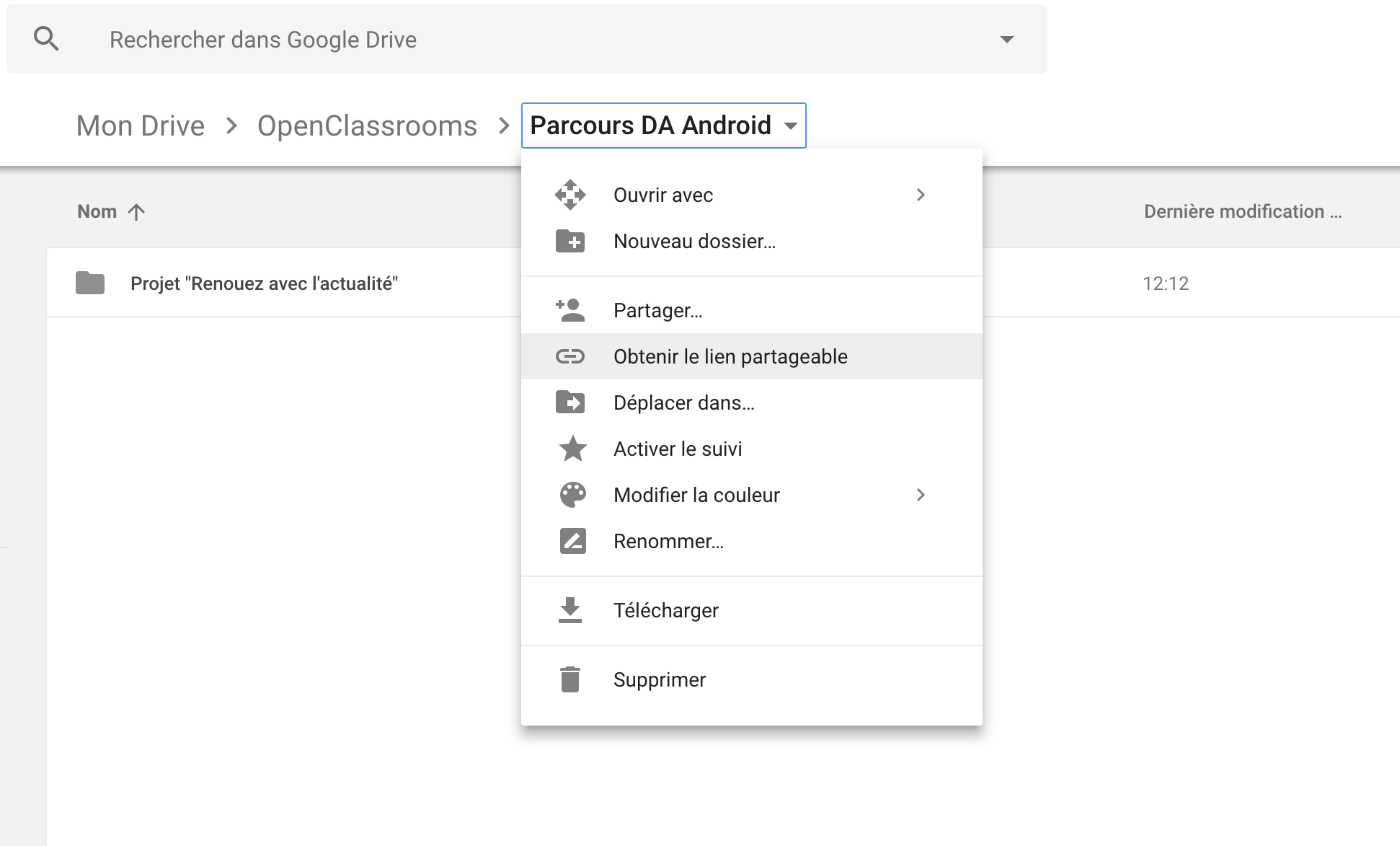 Définissez les paramètres de partage de votre dossier Google Drive