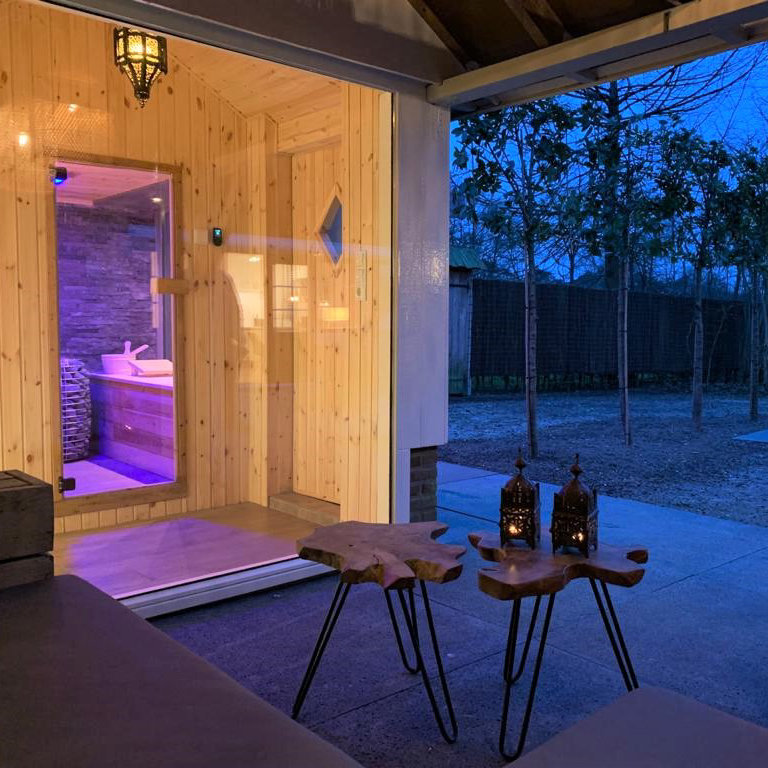 Sauna in de tuin van het vakantiehuis