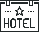 Symbool van uithangbord met tekst hotel