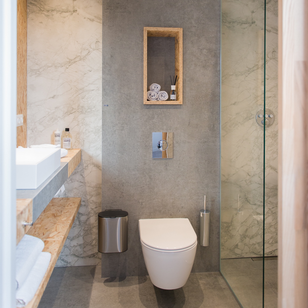 Moderne badkamer met wc in een b&b in Zeeland